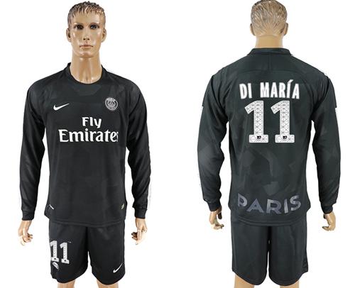 Paris Saint-Germain #11 Di Maria Sec Away Long Sleeves Soccer Club Jersey - Click Image to Close